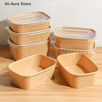 Einweg-Lunchboxen aus Kraftpapier, quadratische Lunchboxen, Fast-Food-Verpackungsboxen (10 Stück)
