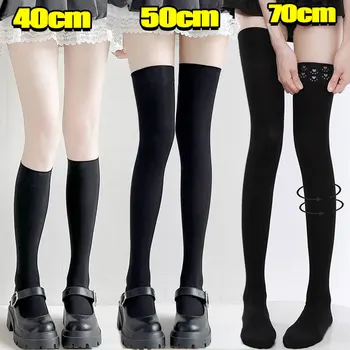 Lange Overknee-Socken aus Samt, hohe Elastizität, einheitliches Schwarz, rutschfest, schlanker Samt, für Damen
