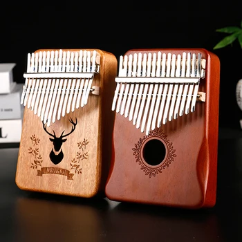 Kalimba Musikinstrument Daumenklavier 17 Tasten Mahagoni-Holz Fingerklavier Kombinationen Geschenke für Kinder