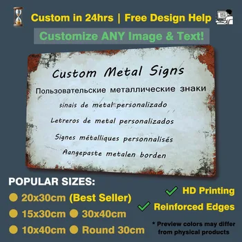 Benutzerdefinierte Metall Zinn Zeichen Vintage Wand Kunst Poster Personalisieren Raum Dekoration,
