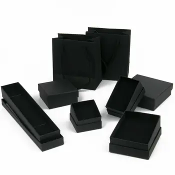 Schwarz Quadrat Schmuck Display Geschenke Box Organizer Engagement für Ring Ohrring Brosche Halskette Armband