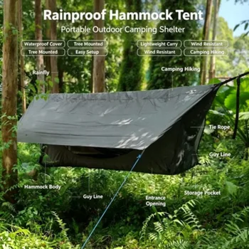 Outdoor-Camping mit Luftmatratze, Moskitonetz und Vordach, Wasserdichte Outdoor-Indoor-Fitness-Hängematte