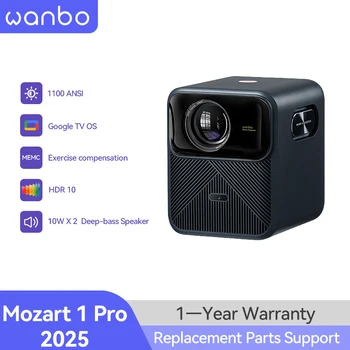 Wanbo Mozart 1 Pro Google TV Projektor, 1200 ANSI, Online 4K, HDR10, MEMC, 20W Lautsprecher, HDMI 2.0, ASA