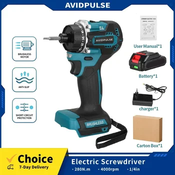 AvidPulse 20+1 Drehmoment 1/4 Zoll bürstenloser Elektroschrauber Akku 280 Nm Bohrmaschine Elektrowerkzeug