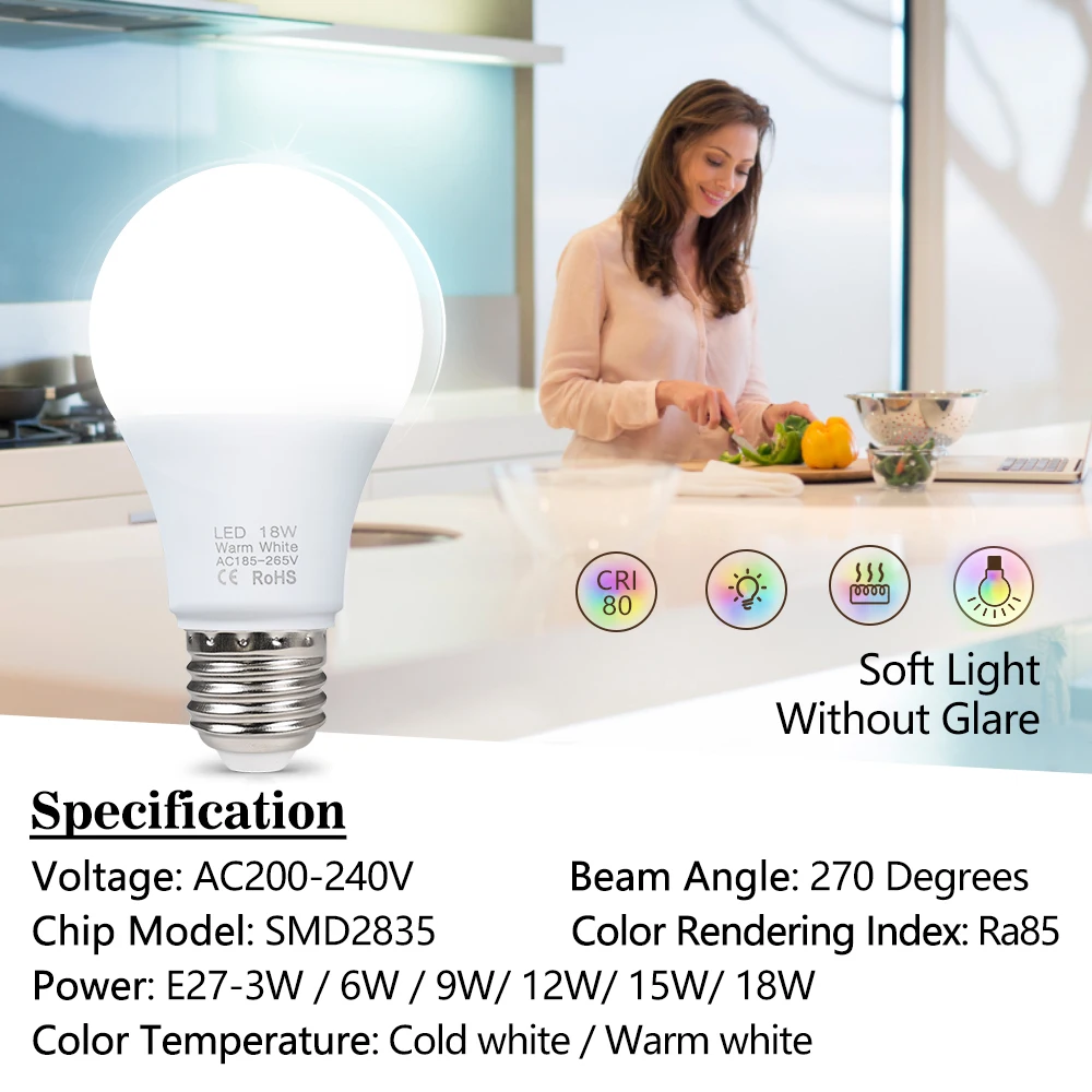 3W 6W 9W 12W 15W 18W Led-lampe Lampen E27 Lampada Led-lampe – Bild 6