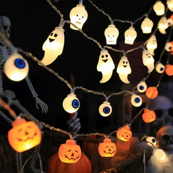 Halloween Dekoration Led Lichterkette Kürbis Schädel Kopf Augapfelförmige Lampe String Süßes Oder Saures