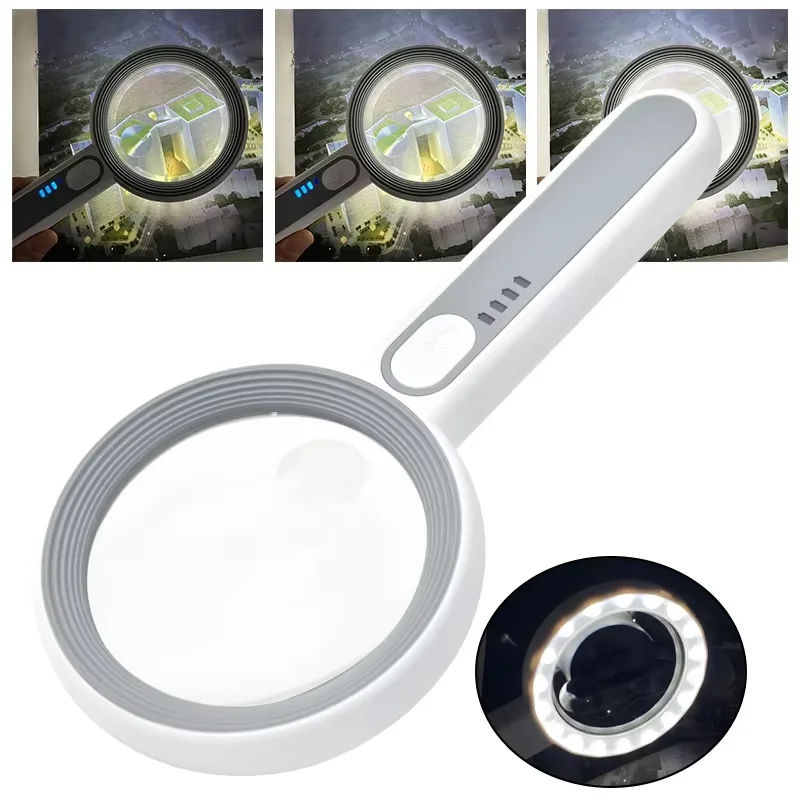 Handlupe, wiederaufladbar, 12-fache Lupe mit LED-Licht, 3 – Bild 3