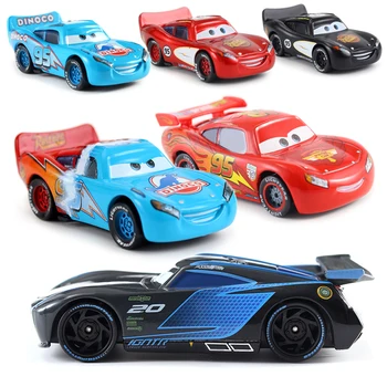 Cartoon Pixar Cars Lightning McQueen 1/55 Metall-Druckguss Anime-Figur Storm Jackson Rennspielzeug