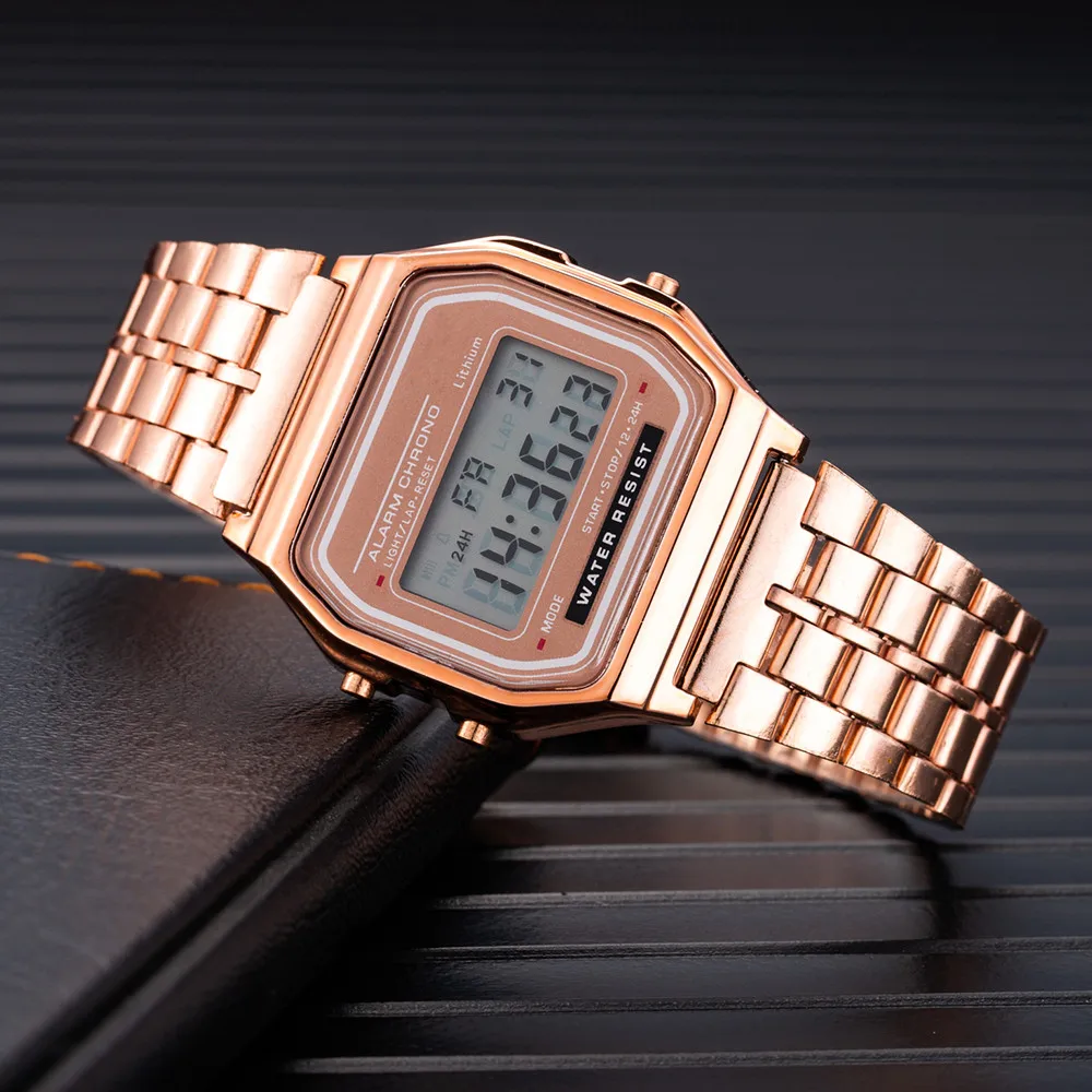 Luxus LED Digital Uhr für Männer Edelstahl männer – Bild 3