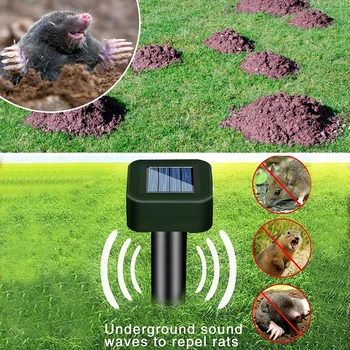 Solar Outdoor Maulwurf Murmeltier Repellent Stakes Ultraschall Gopher Repeller Wühlmaus Abschreckung (2 Stück)