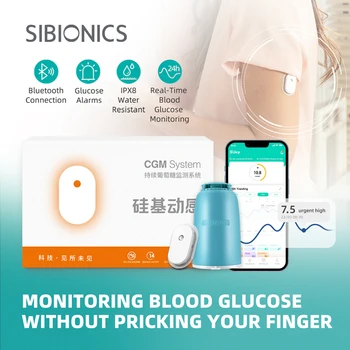 Sibionics Dynamisches Blutzuckermessgerät 24 Stunden Echtzeit-Glucosemonitoring Nichtinvasiver Freestyle Libre