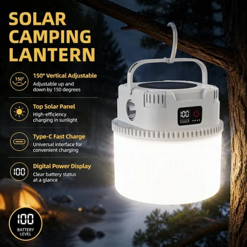 Der tragbare Lampenkonfigurationshaken der Solar-LED-Außencampinglampe unterstützt das Laden TYPE-C