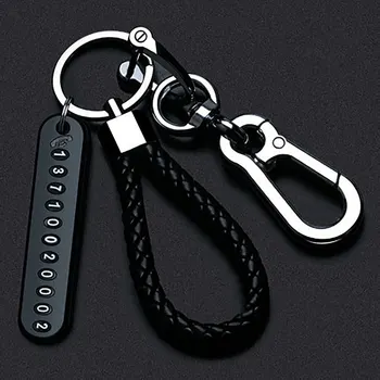 Trendy DIY Handy Nummernschild Anhänger Schlüsselanhänger für Männer Punk Einfache Gewebte Leder Seil
