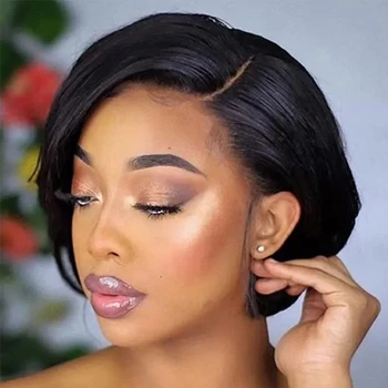 13x4 Spitze Front Echthaar Perücken Für Frauen Pixie Cut Perücke Gerade Kurze Echthaar Perücken Bob Perücke