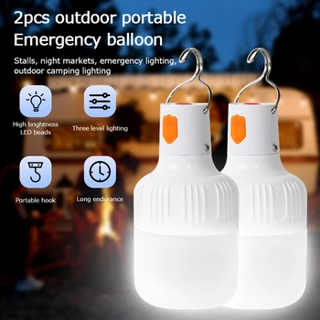 Wiederaufladbare LED-Notfall-Anschlussleuchten für drinnen und draußen, tragbare Lichter (2 Stück)