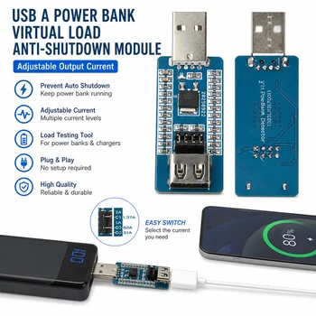 USB A Power Bank Virtual Load Anti-Shutdown-Modul Umschaltbares Ausgangsstrom-Batterieladeschutzmodul