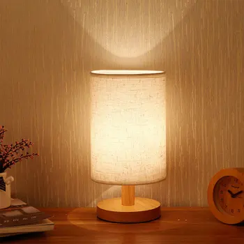USB Nachttischlampe Nachtlichter Tischlampe für Schlafzimmer Holz Schreibtischlampe Nachttisch Nachtlicht