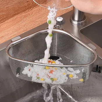 Küche Waschbecken Abfluss Korb Edelstahl Dreieck Lebensmittel Gemüse Schälen Ei Filter Lagerung Organizer