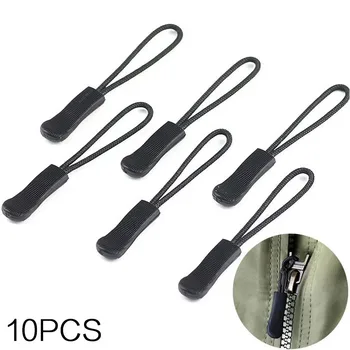 10er Reißverschlussabzieher aus schwarzem Kunststoff, robuster PVC-Reißverschlussabzieher, geeignet