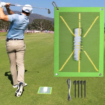 Golf-Übungsmatte, Golf-Schlagmatte für drinnen und draußen, Golf-Trainings-Hilfsmattenmatte + 4 Bodennägel + 1