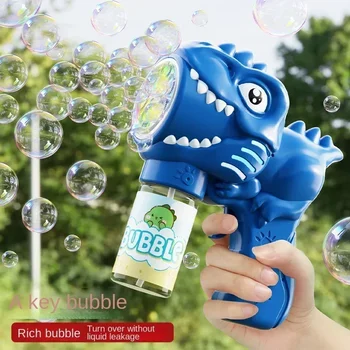 6-Loch-Dinosaurier-Blasenmaschine, elektrische Seifenblasenpistole mit Licht, vollautomatische
