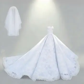 Barbie-Puppe, weißes Kleid, BJD-Puppenkleidung, Zubehör, BJD Princess Deluxe, Hochzeitskleid, Brautkleid