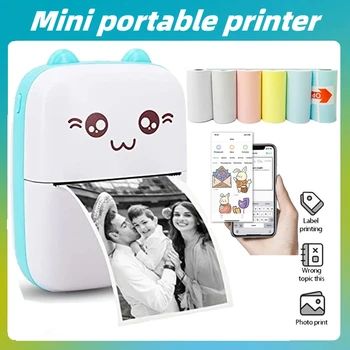 Tragbarer Thermodrucker, Mini-Katzendruck, Fototasche, Thermoetikettendrucker, 58 mm Druck, kabellose