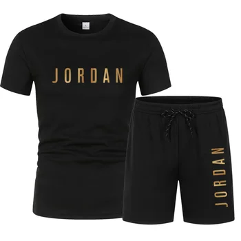 Sommermode Trendy Casual Sport Zweiteiliges Set Jugend Herren Kurzarm T-Shirt + Shorts Set