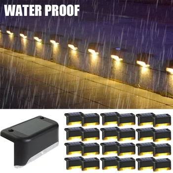 Warmweiße LED-Solar-Stufenlampe, Weg, Treppe, Gartenleuchten im Freien, wasserdichte Balkonleuchte, Dekoration