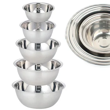 Edelstahl Rühr schüsseln rutsch feste Nesting Schneebesen Schalen Set Rühr schüsseln für Salat (5 Stück)