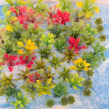 Gemischte Farben Modellpflanzen, Miniaturpflanzen Regenwald Diorama Zubehör Mini gefälschter Baum (50 Stück)