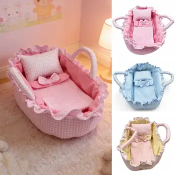 Anpassbar für Puppen unter 35 cm, mit niedlichem handgezogenen Korb-Design für Anziehpuppen
