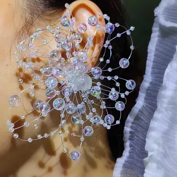 Handgemachte Hochzeitskleid Ohrringe Blumen transparent elegant Brautschmuck Ohrschmuck Kristall Ohrringe