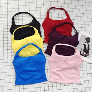 Damen-Bralette mit quadratischem Ausschnitt, tiefem, offenem Rücken und Neckholder - dicke Träger, schmale