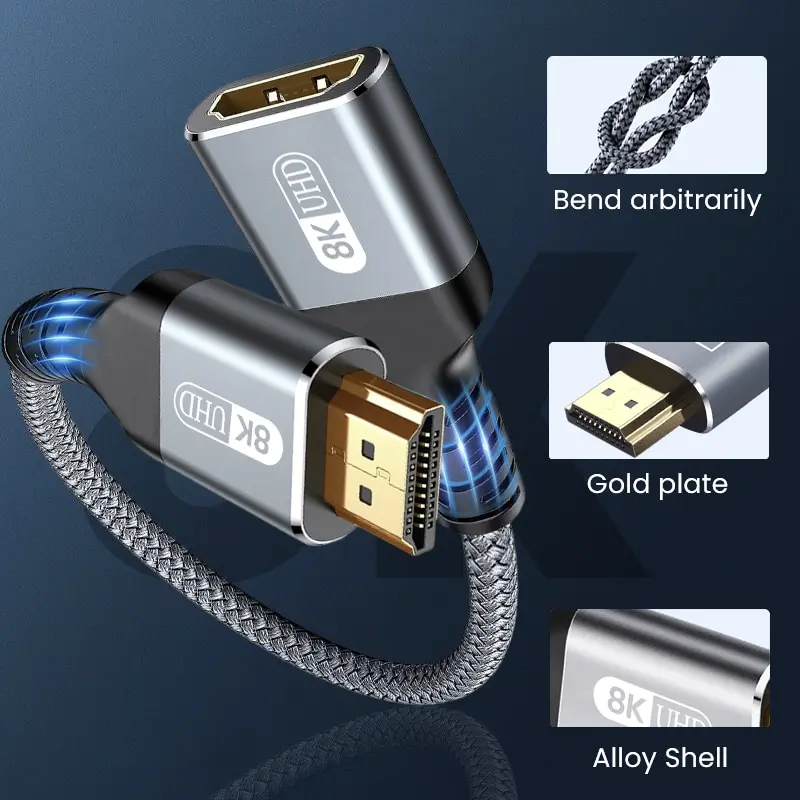 HDMI 2.1 8K Stecker auf Buchse Kabel HDMI Verlängerung – Bild 3