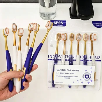 Zahnbürste mit breitem Kopf für den Haushalt, 6er-Pack, für Erwachsene, mit weichen Borsten, für Männer