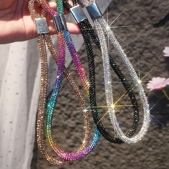 Luxus Glitter Flashy Strass Handy Charm Lanyard für iPhone Samsung Diamant Kristall Telefon Handgelenk Riemen