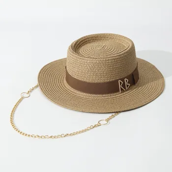 Sommer Strohhüte für Frauen Band Dekoration Elegante Damen Party Kleid Hüte Reise Strand Sonnenhut Chapeau