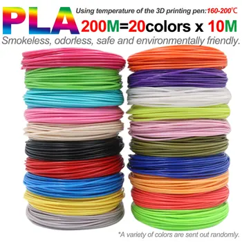 PLA-Filament, Durchmesser 1,75 mm, farbiges 3D-Druckmaterial für 3D-Stifte, 10/20/30 Farben, 100 m, 150 m, 200