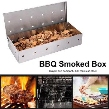 Räucherkasten für Holzspäne, Edelstahl-Grill-Grillzubehör, wird nicht auf Gasgrill oder Holzkohlegrill