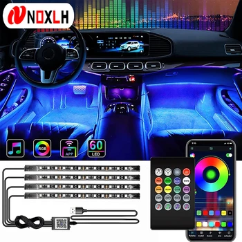 Neon LED Auto Innenraum Umgebungs fuß Streifen Licht Kit Zubehör RGB Hintergrund beleuchtung Remote App Musik