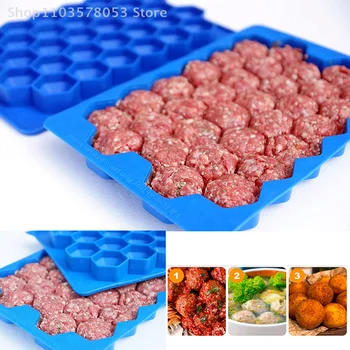 37 Grids Silikon Frikadelle Form Mit Deckel Waben Reis Ball Maker Fisch Bälle Rindfleisch Bälle Form Fleisch