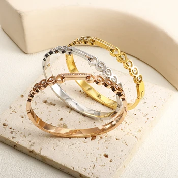 Edelstahl-Armband mit Zirkonia, schlichter Schmuck