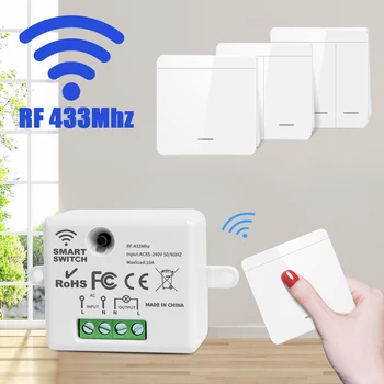 Drahtlose Licht Wand Schalter Relais Empfänger RF 433Mhz 1/2/3Gang Panel Schalter Fernbedienung Interruptor