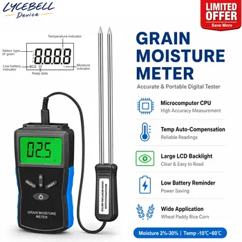 Getreidefeuchtigkeitsmessgerät Digitaler Analysator für Weizen, Mais, Reis, Paddy, tragbares Hygrometer