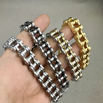 Punk Rock Edelstahl Biker Herren Armband Link Kette Motorrad Fahrrad Kette Armbänder Armreifen Schmuck