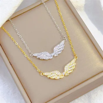 Schmuck kette schmuck damen kpop Mode Persönlichkeit Licht Luxus weißen Schmuck Engel Flügel Halskette zarte