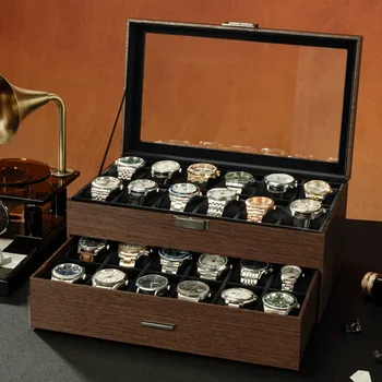 Holz Uhren Box Herren Uhren Boxen Organizer Holz Uhr Lagerung Box Luxus Vintage Uhr Gläser Box Zimmer Zubehör