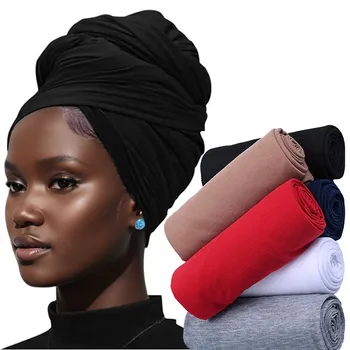 Kopfwickel für schwarze Frauen, Turban-Kopfwickel, dehnbare afrikanische Haarwickel, Jersey-Kopftuch