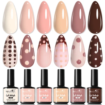 Gel-Nagellack-Set in Beliebten Milchtee-Farben, UV-LED-Nagelgel für Nagelkunst, Einfach Aufzutragen (6 Stück)
